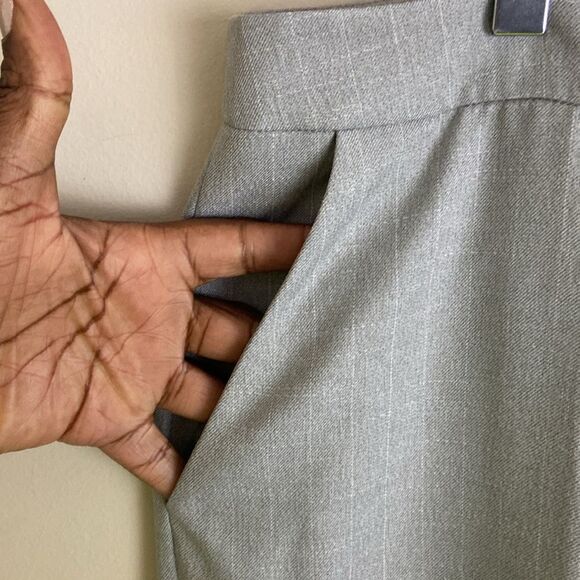 Long Tall Sally Grey Check Flat Front Wide Leg Pants size 16 Tall Career Work - Picture 3 of 12